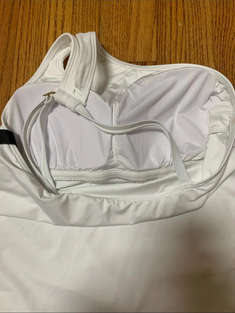 La Blanca swimsuit - island goddess white tankini top, one shoulder keyhole